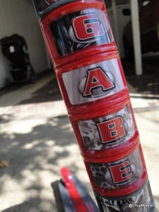 His name on the scooter