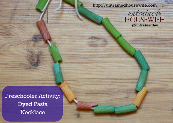 Colorful Pasta Necklace Craft for Preschoolers