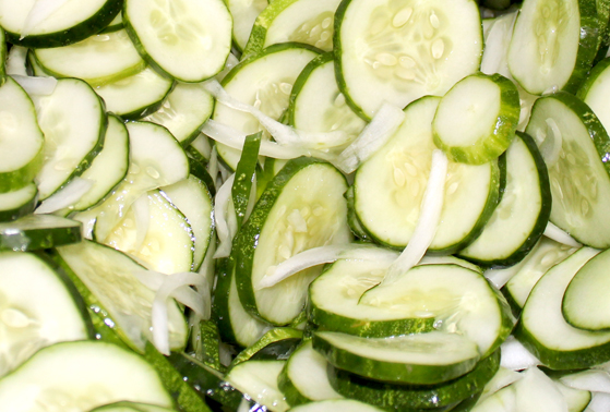 cucumber and onion slices combined