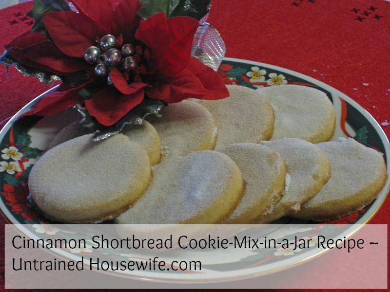 cinnamon shortbread cookie mix in a jar at the untrained housewife